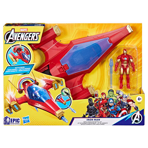 Marvel Avengers Epic Hero Series Iron Man Repulsor Blast Battle Jet